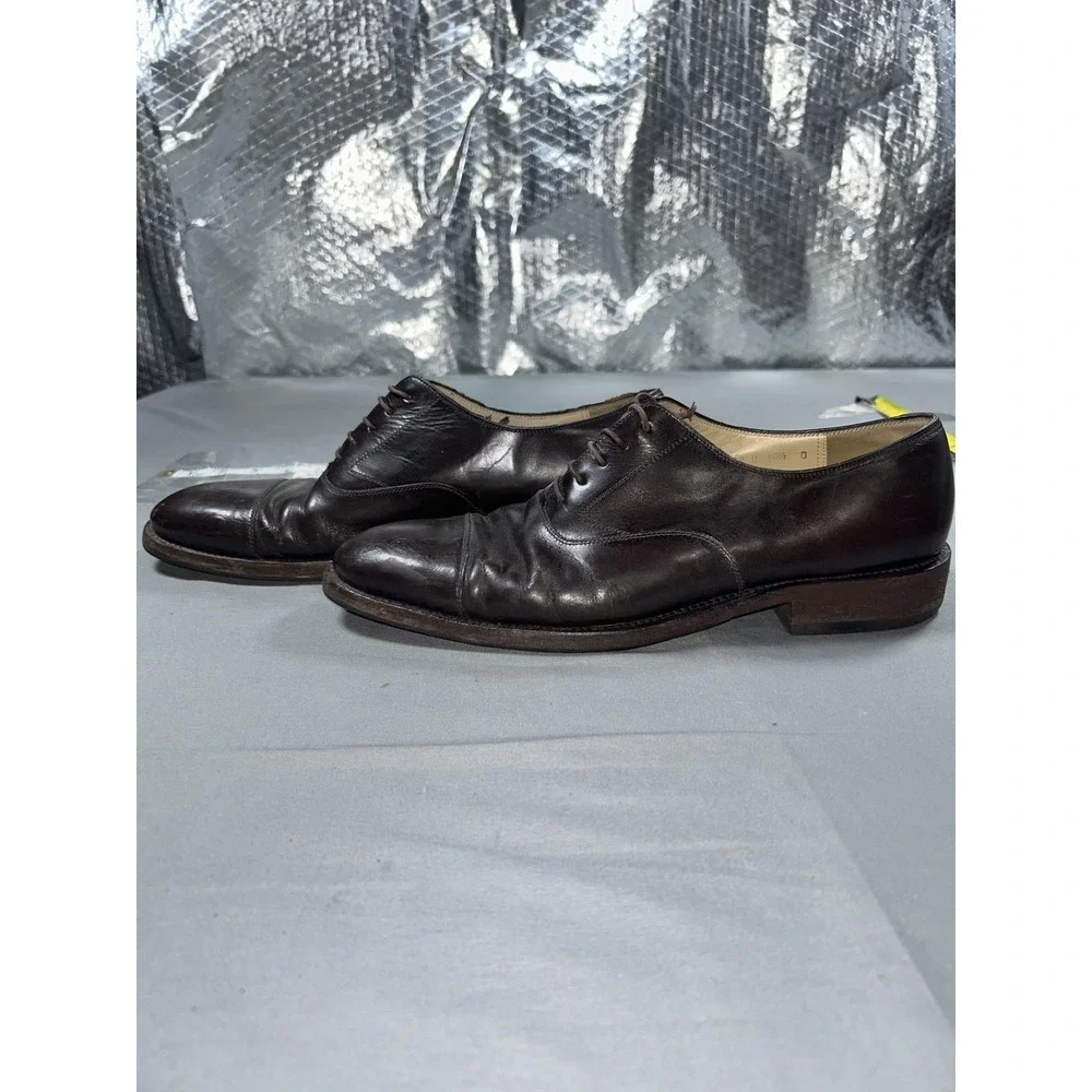Salvatore Ferragamo Shoes Mens Size 10.5 Brown Leather Cap Toe Oxford Made Italy